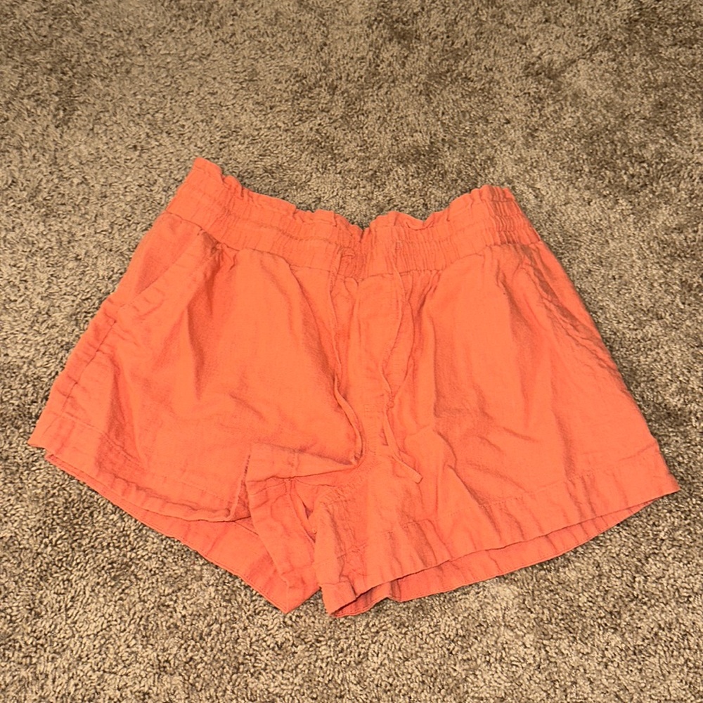 A New Day orange draw string paper waist shorts